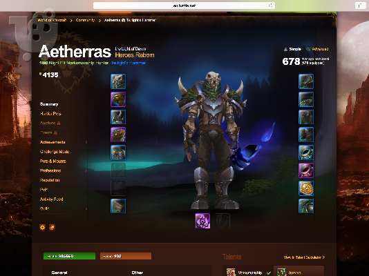 World of warcraft+Hearthstone account 2 χαρακτηρες level 100, warlock & hunter...